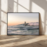 58502923-MGV-FC-36X24_Black-Wave Rider Wall Art Canvas Print, Framed Ocean Wave Art Picture Print, Riding Surf Perfect Sunset Surf Decor Artwork