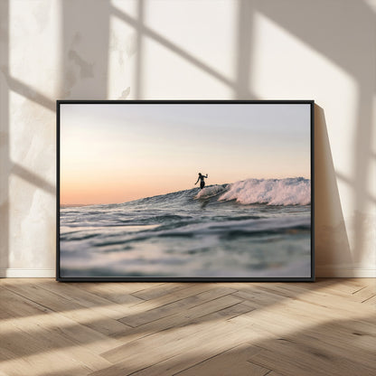 58502923-MGV-FC-36X24_Black-Wave Rider Wall Art Canvas Print, Framed Ocean Wave Art Picture Print, Riding Surf Perfect Sunset Surf Decor Artwork
