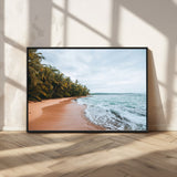 88125882-MGV-CV-36X24-Tropical Shoreline Wall Art Canvas Print, Framed Palm Trees Art Picture Print, Tropical Ocean Perfect Tropical Coastal Decor