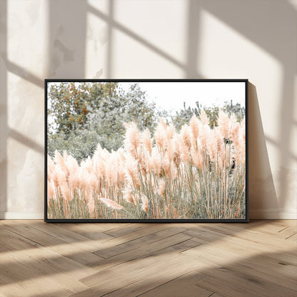 21826392-MGV-CV-36X24-Pampas Grass Wall Art Canvas Print, Framed Soft Pampas Art Picture Print, Pastel Grasses Perfect Soft Neutral Boho Decor Artwork
