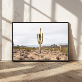96147924-MGV-CV-36X24-Saguaro Cactus Wall Art Canvas Print, Framed Desert Cactus Art Picture Print, Earthy Desert Perfect Southwestern Boho Decor