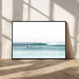 56345117-MGV-CV-36X24-Minimalist Surfing Wall Art Canvas Print, Framed Ocean Waves Art Picture Print, Soft Ocean Perfect Minimalist Coastal Decor