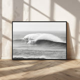 42544082-MGV-CV-36X24-Monochrome Seascape Wall Art Canvas Print, Framed Surf Wave Art Picture Print, Minimalist Ocean Perfect Moody Coastal Decor
