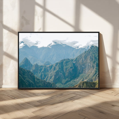 79393816-MGV-FC-36X24_Black-Misty Mountain Wall Art Canvas Print, Framed Cloudy Andean Art Picture Print, Rugged Mountain Perfect Rustic Nature Decor Artwork