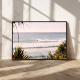 23287092-MGV-FC-36X24_Black-Ocean Surfer Wall Art Canvas Print, Framed Coastal Surf Art Picture Print, Tropical Beach Perfect Tropical Coastal Decor Artwork