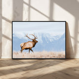 96024025-MGV-CV-36X24-Elk Photography Wall Art Canvas Print, Framed Mountain Wildlife Art Picture Print, Rustic Lodge Decor Perfect Rustic Lodge Decor