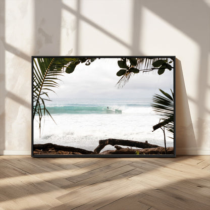 50382104-MGV-CV-36X24-Tropical Surf Wall Art Canvas Print, Framed Palm Tree View Art Picture Print, Beach House Art Perfect Boho Coastal Decor Artwork