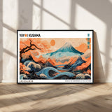 88785870-MGV-FC-36X24_Black-Japanese Great Wave & Mt Fuji Wall Art – Ukiyo e Style Landscape Print with Flowing River, Autumn Mountain Poster, Oriental Asian