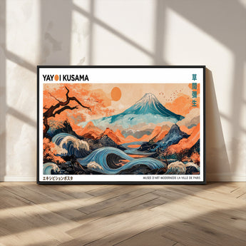 88785870-MGV-FC-36X24_Black-Japanese Great Wave & Mt Fuji Wall Art – Ukiyo e Style Landscape Print with Flowing River, Autumn Mountain Poster, Oriental Asian