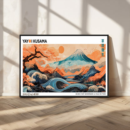 88785870-MGV-FC-36X24_Black-Japanese Great Wave & Mt Fuji Wall Art – Ukiyo e Style Landscape Print with Flowing River, Autumn Mountain Poster, Oriental Asian