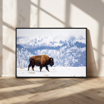 58512275-MGV-FC-36X24_Black-Cowboy Aesthetic Wall Art Canvas Print, Framed Neutral Animal Theme Art Picture Print, Bison Ranch Style Perfect Rustic Western