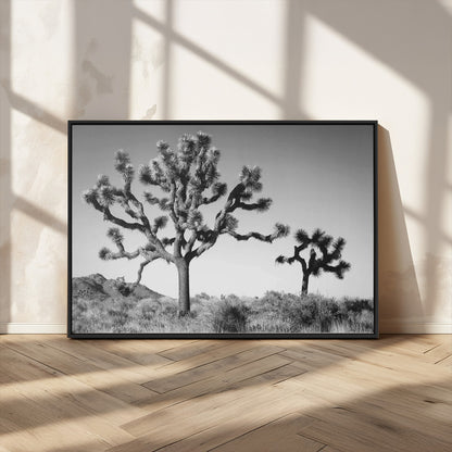93692513-MGV-CV-36X24-Joshua Tree Wall Art Canvas Print, Framed Monochrome Desert Art Picture Print, Minimalist Nature Scene Perfect Southwestern