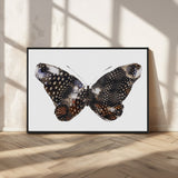 99831147-MGV-CV-36X24-Spotted Butterfly Wall Art Canvas Print, Framed Neutral Insect Theme Art Picture Print, Earthy Wing Pattern Perfect Modern Rustic