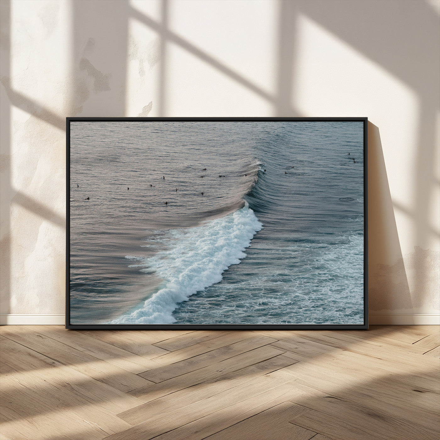23077324-MGV-CV-36X24-Ocean Waves Wall Art Canvas Print, Framed Coastal Serenity Art Picture Print, Surf Aesthetic Perfect Modern Coastal Decor Artwork