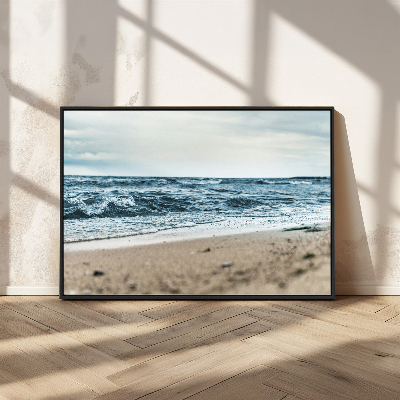 81812590-MGV-CV-36X24-Ocean Wall Art Wall Art Canvas Print, Framed Coastal Canvas Art Picture Print, Moody Seascape Perfect Coastal Minimalist Decor