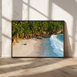 82312665-MGV-CV-36X24-Tropical Beach Wall Art Canvas Print, Framed Ocean Waves Art Picture Print, Palm Trees Perfect Coastal Minimalist Decor Artwork