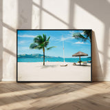 42623350-MGV-FC-36X24_Black-Tropical Beach Wall Art Canvas Print, Framed Palm Tree Art Picture Print, Ocean View Perfect Tropical Coastal Decor Artwork