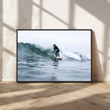 11693607-MGV-CV-36X24-Surfer on Wave Wall Art Canvas Print, Framed Ocean Adventure Art Picture Print, Motion Blur Water Perfect Coastal Adventure Decor