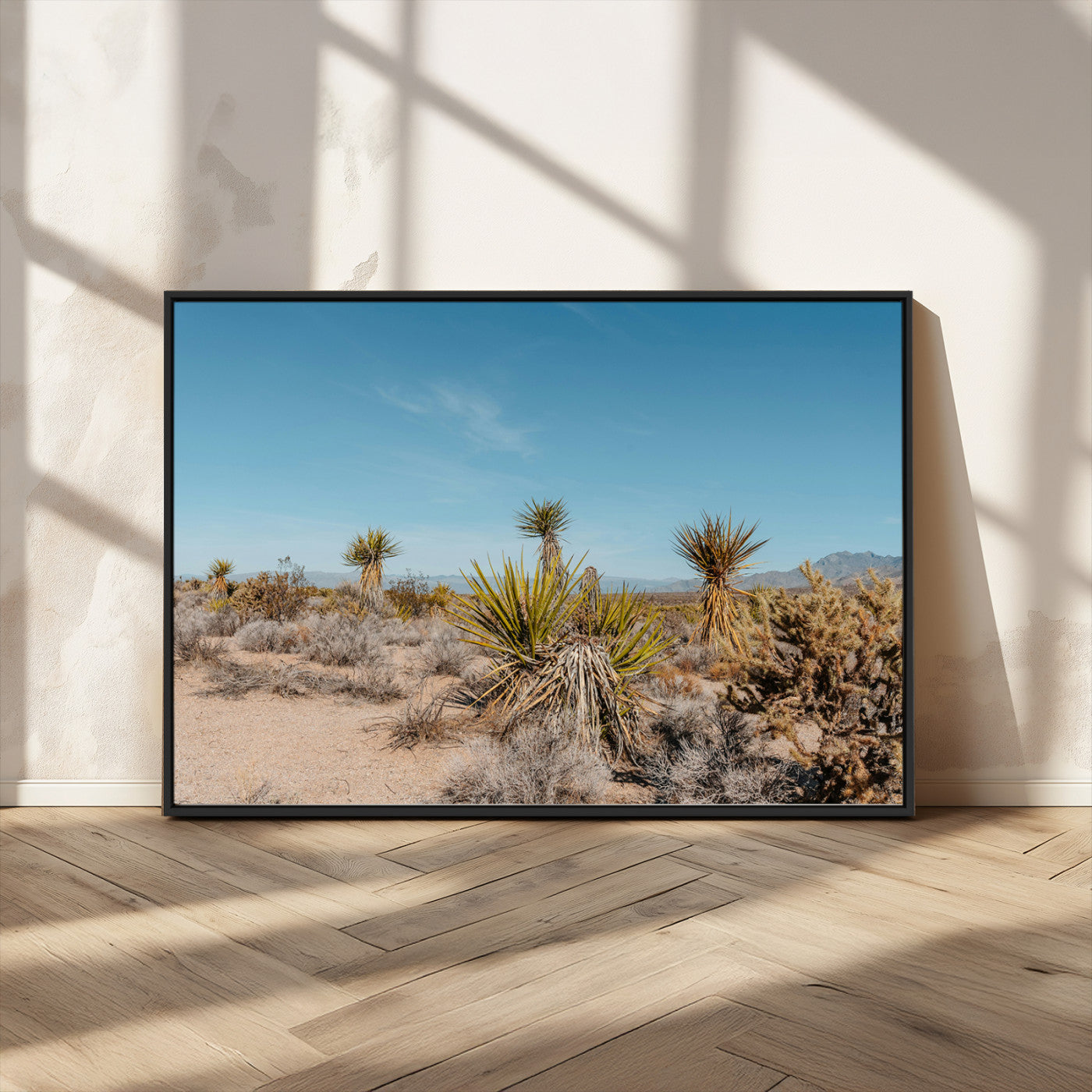 35156165-MGV-CV-36X24-Joshua Tree Wall Art Canvas Print, Framed Desert Landscape Art Picture Print, Warm Earth Tones Perfect Southwestern Minimalist