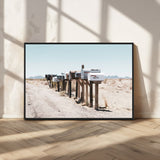 54616109-MGV-FC-36X24_Black-Desert Mailboxes Wall Art – Rustic Rural Roadside Photography Canvas Print, American Southwest Landscape Home Decor for Living