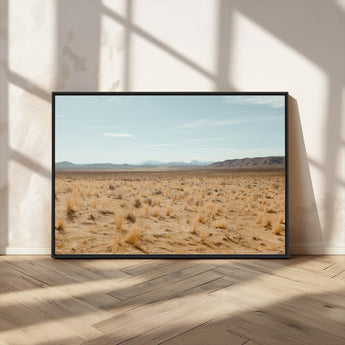 55918919-MGV-CV-36X24-Desert Landscape Wall Art – Golden Grass Plains and Mountain Horizon Canvas Print, Southwest Nature Photography Decor for Living