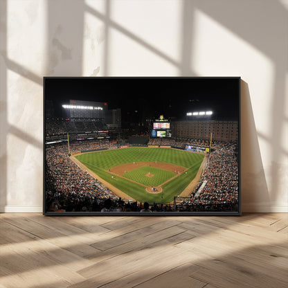 26445161-MGV-FC-36X24_Black-Baseball Stadium at Night – Panoramic Ballpark Canvas Wall Art, Sports Decor for Man Cave, Office, Game Room, Sports Bar, Baseball