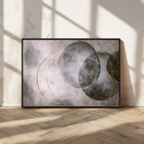 20066876-MGV-FC-36X24_Black-Neutral Abstract Circle Wall Art – Modern Gray Beige Gold Canvas Print, Minimalist Geometric Painting for Bedroom, Living Room,