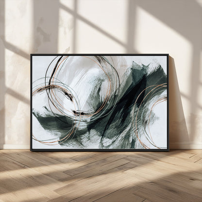 86583265-SEG-FC-90X60_Oversize_Oversize-Black and Gray Abstract Wall Art – Modern Copper Circle Canvas Print, Contemporary Minimalist Painting for Living Room, Bedroom,