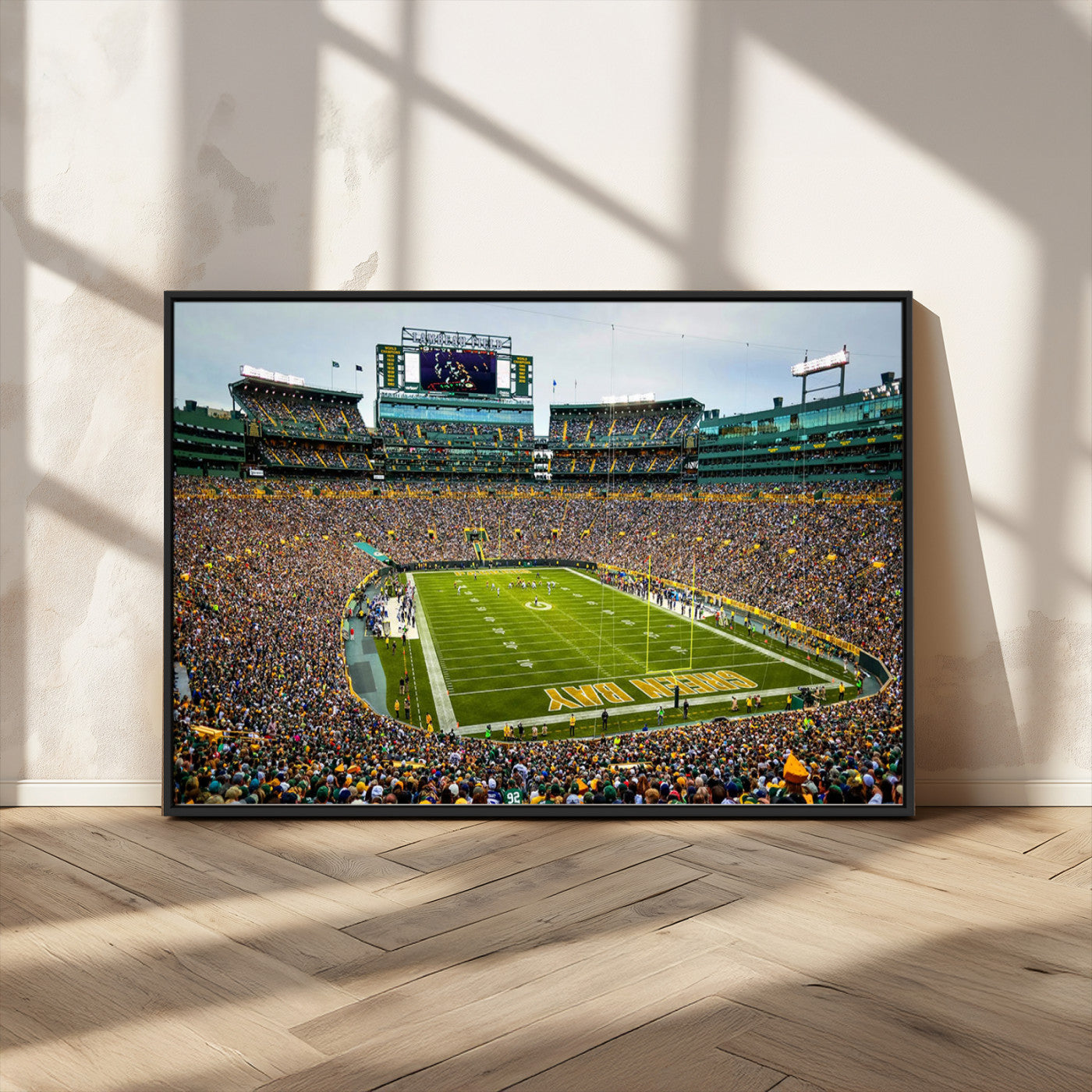 96617112-MGV-CV-36X24-Lambeau Field Wall Art – Green Bay Packers NFL Football Stadium Canvas Print – Game Day Crowd Sports Decor for Man Cave, Bar, or