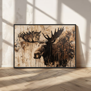 83505059-MGV-CV-36X24-Majestic Moose Wall Art – Rustic Animal Canvas Painting – Wilderness Wildlife Decor with Earthy Tones for Cabin, Lodge, Farmhouse,