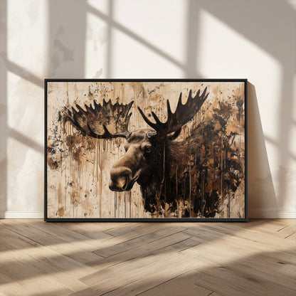 83505059-MGV-CV-36X24-Majestic Moose Wall Art – Rustic Animal Canvas Painting – Wilderness Wildlife Decor with Earthy Tones for Cabin, Lodge, Farmhouse,