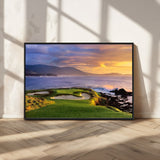 39644075-MGV-FC-36X24_Black-Golf Course Wall Art – Coastal Sunset Canvas Print, Scenic Oceanfront Fairway Landscape Decor for Office, Man Cave, or Living Room