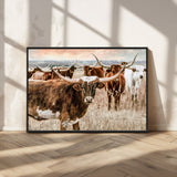 47758300-MGV-FC-36X24_Black-Texas Longhorn Cattle Wall Art – Rustic Western Herd Canvas Print, Cowboy Ranch Farmhouse Decor for Living Room, Office, or