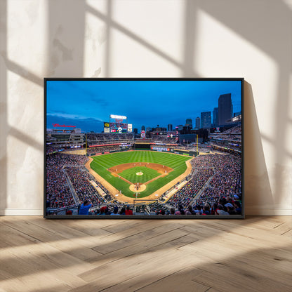 77273035-MGV-CV-36X24-Baseball Stadium Wall Art – Panoramic Evening Game Canvas Print, Sports Fan Decor for Man Cave, Office, Bar, or Living Room