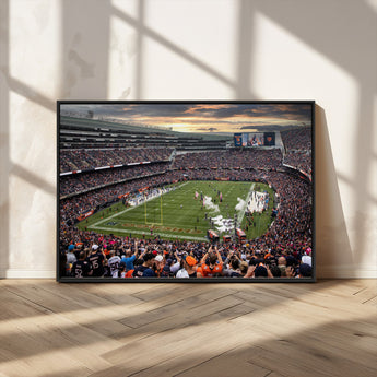 87578930-MGV-CV-36X24-Soldier Field Wall Art – Chicago Bears Football Stadium Sunset Canvas Print, Game Day Sports Decor for Man Cave, Bar, Office, or