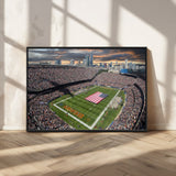 98106777-MGV-CV-36X24-Soldier Field Wall Art – Chicago Bears Stadium Canvas Print with American Flag, Game Day Football Decor for Man Cave, Bar, or