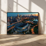 36690345-MGV-CV-36X24-Soldier Field Wall Art – Chicago Bears Stadium Aerial Night Canvas Print, City Skyline Football Decor for Living Room, Office, or