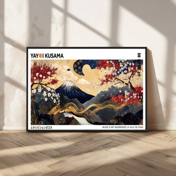 28945903-MGV-FC-36X24_Black-Japanese Wall Art – Mount Fuji Canvas Print with Cherry Blossoms and Golden Wave Motifs, Traditional Asian Inspired Artwork for