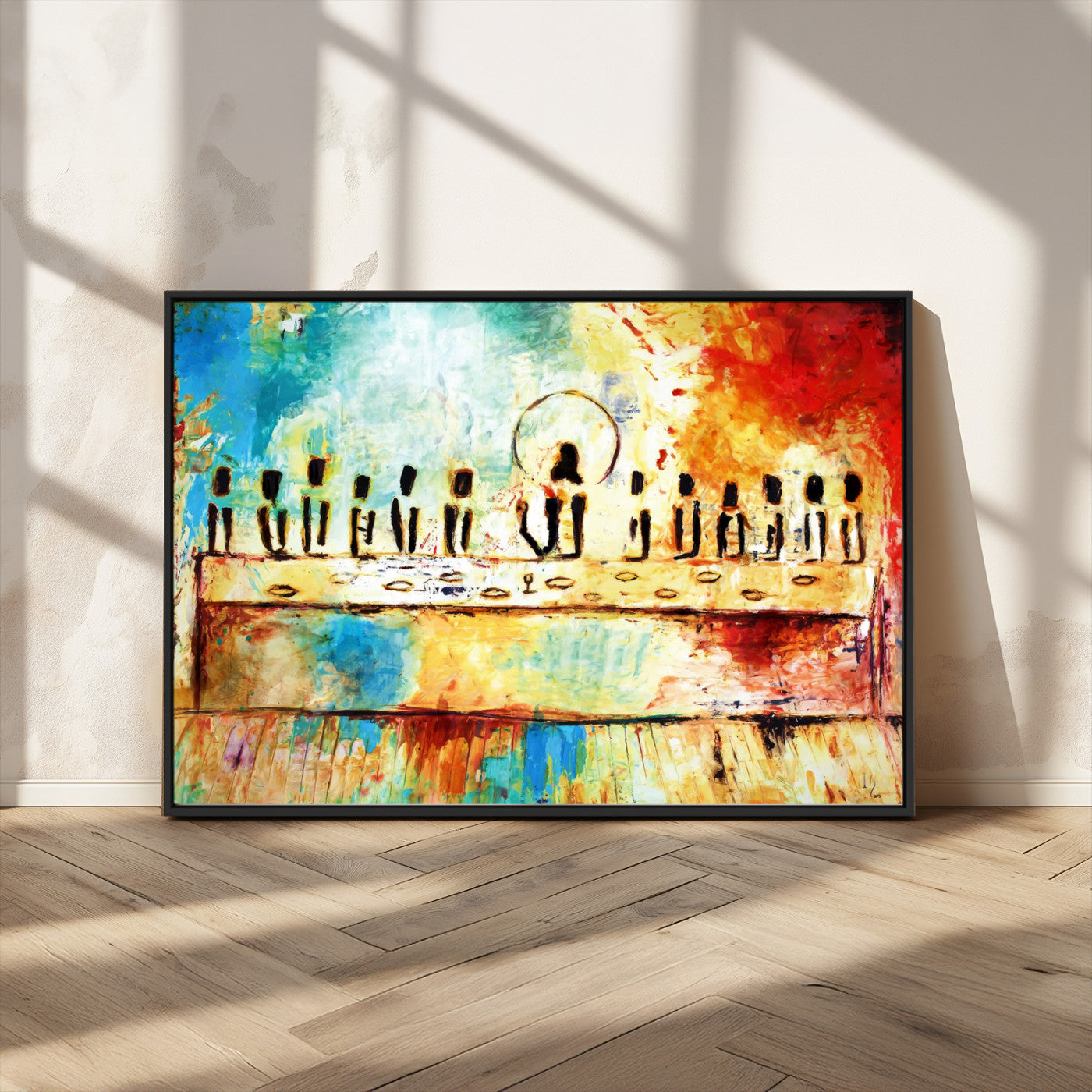 YKE34632598CR-MGV-CV-36X24-Abstract Last Supper with Apostles Wall Art Canvas Print