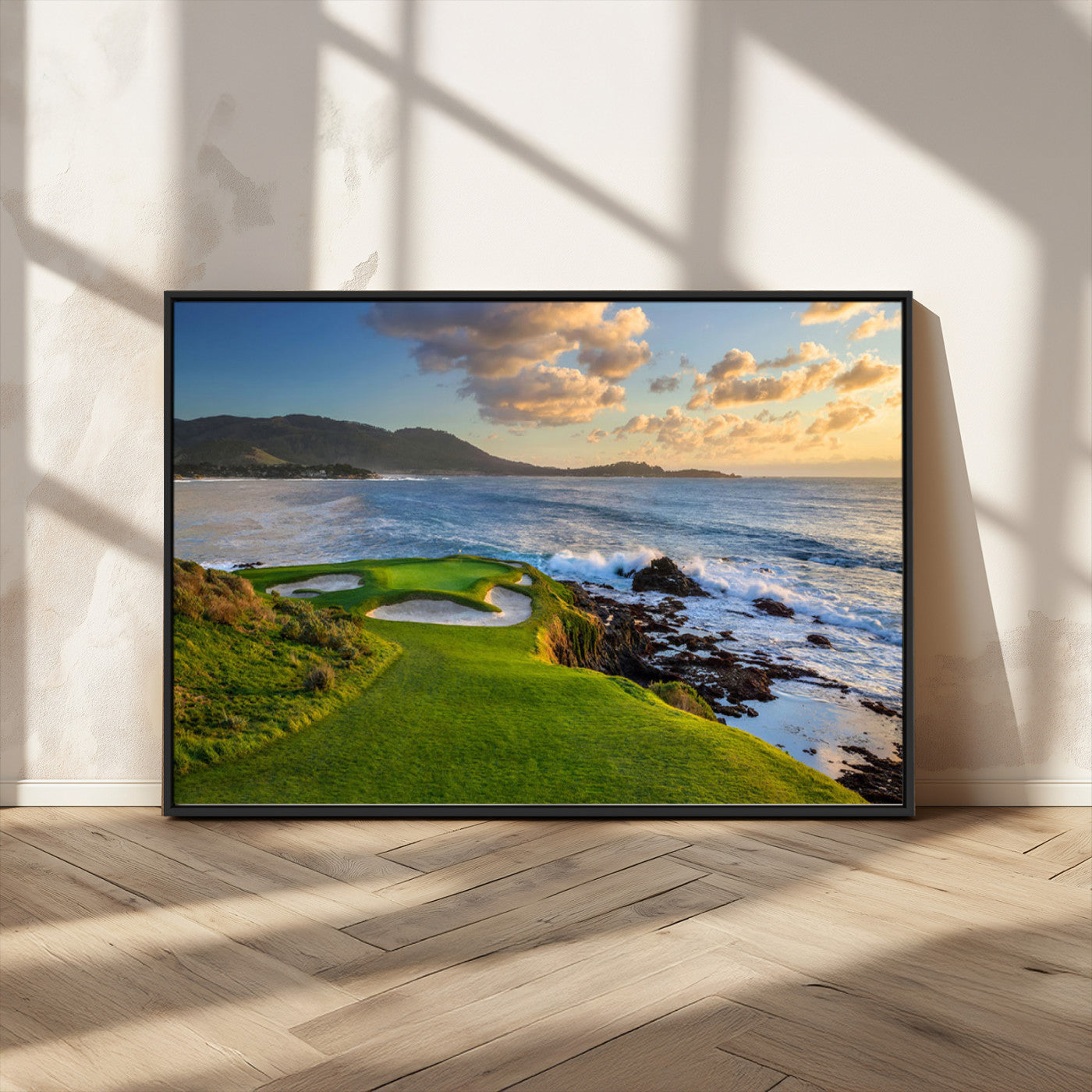 67486665-MGV-CV-36X24-Golf Course Wall Art – Pebble Beach Oceanfront Canvas Print, Coastal Fairway Photography Sports Decor for Living Room, Office, Man