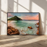 53831025-MGV-CV-36X24-Coastal Landscape Wall Art – Tropical Beach Ocean Canvas Print, Sunset Mountain View Photography Decor for Living Room, Bedroom,