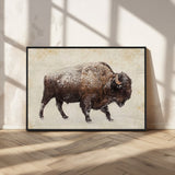 54810031-MGV-CV-36X24-Western Wall Art – Snow Covered Bison Canvas Print, Rustic Wildlife Photography Decor for Bedroom, Living Room, Office, Lodge,