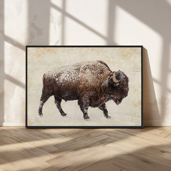54810031-MGV-CV-36X24-Western Wall Art – Snow Covered Bison Canvas Print, Rustic Wildlife Photography Decor for Bedroom, Living Room, Office, Lodge,