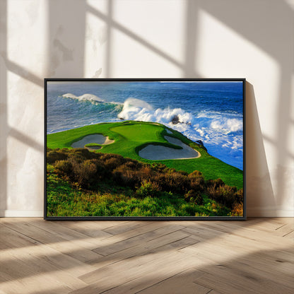 13644055-MGV-CV-36X24-Golf Wall Art – Oceanfront Green Canvas Print, Scenic Coastal Course Photography Decor for Bedroom, Living Room, Office, Sports