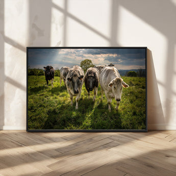 67277447-MGV-CV-36X24-Farmhouse Wall Art – Herd of Cows Canvas Print, Rustic Country Pasture Photography Decor for Bedroom, Living Room, Office, Ranch,