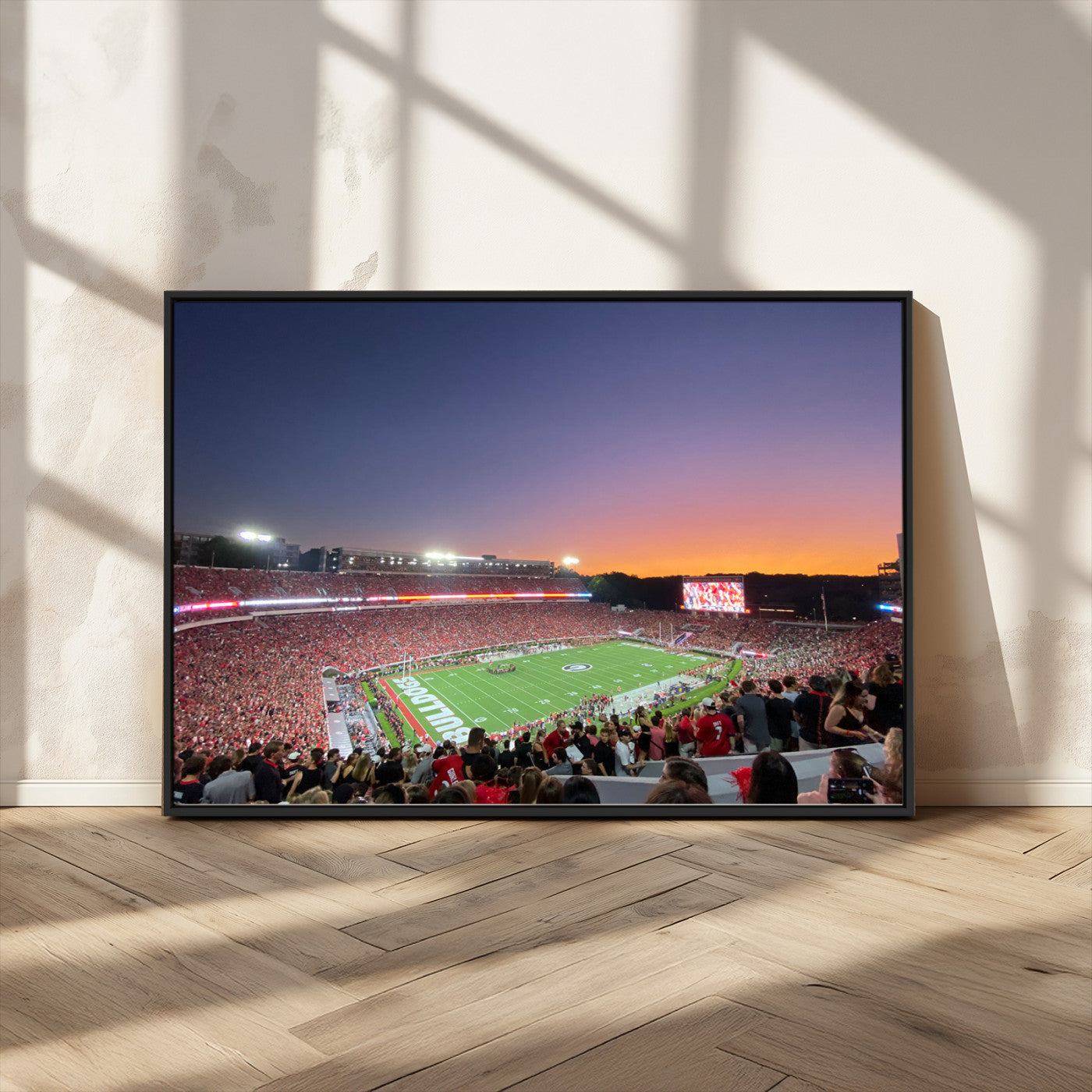 25139565-MGV-CV-36X24-Sanford Stadium Wall Art – Georgia Bulldogs Football Sunset Panorama Canvas Print, College Game Day Decor for Man Cave, Bar, or