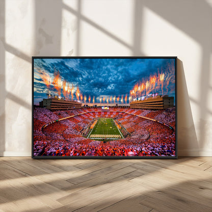 94266219-MGV-CV-36X24-Neyland Stadium Wall Art – Tennessee Volunteers Checkerboard Game Day Canvas Print, College Football Fireworks Decor for Man Cave