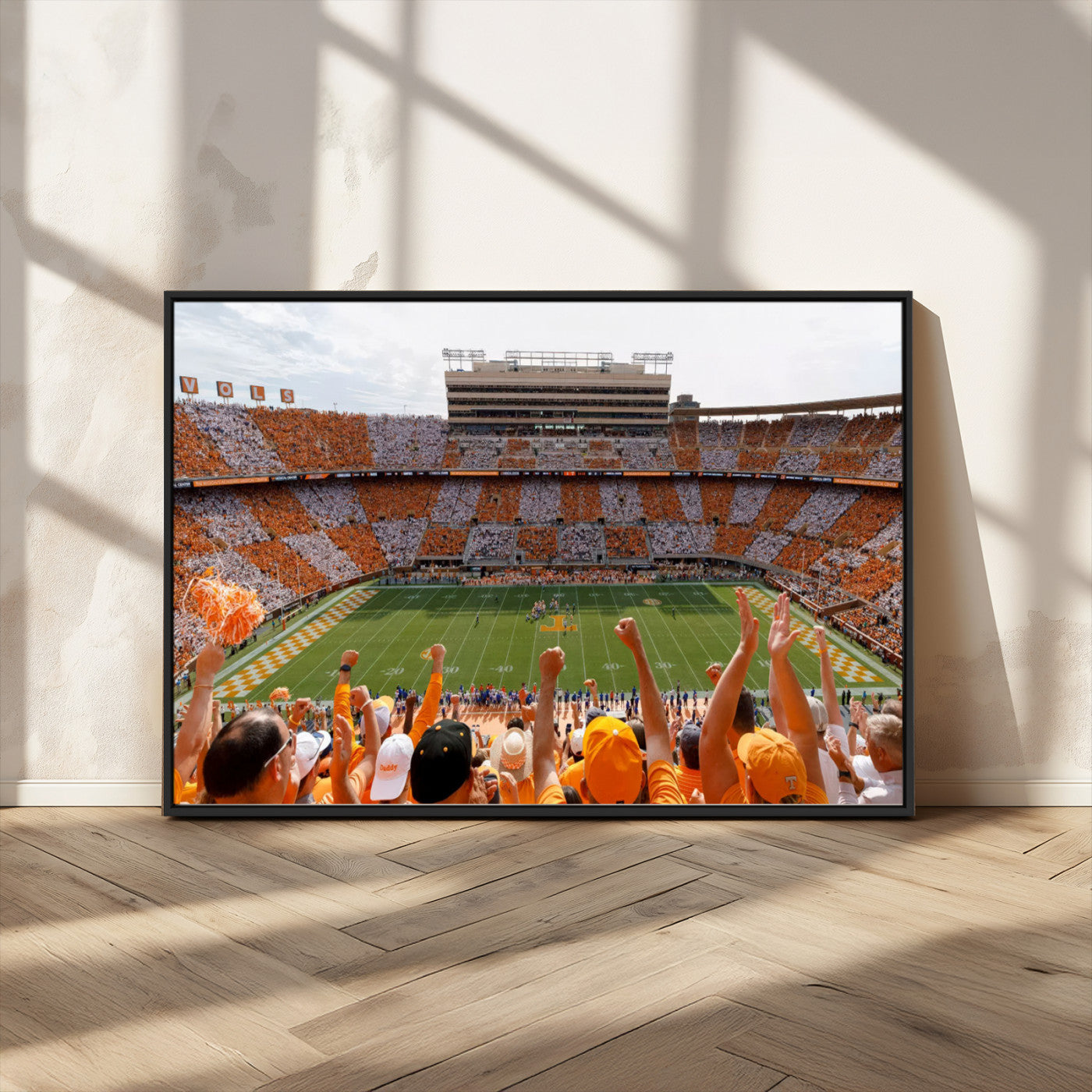 76011417-MGV-CV-36X24-Tennessee Volunteers Wall Art – Neyland Stadium Checkerboard Crowd Canvas Print, Vols Football Game Day Fan Perspective Sports