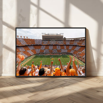 76011417-MGV-CV-36X24-Tennessee Volunteers Wall Art – Neyland Stadium Checkerboard Crowd Canvas Print, Vols Football Game Day Fan Perspective Sports