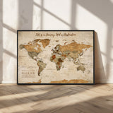 75179116-MGV-CV-36X24-Personalized World Map Wall Art – Rustic Vintage Travel Map with Custom Names, Inspirational Adventure Décor for Couples, Families